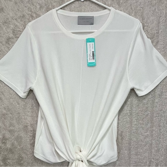 NWT Modern Citizen Jude White Wrap Knit S. Sleeve Top Sz XL Stretchy Front Tie - Picture 2 of 16